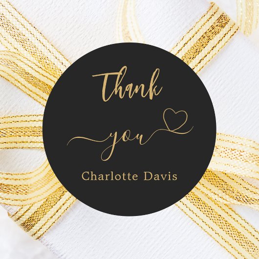 Vielen Dank, schwarzer Goldname Runder Aufkleber