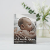 Vielen Dank Script Baby Birth Ankündigung Postcard Postkarte (Stehend Vorderseite)