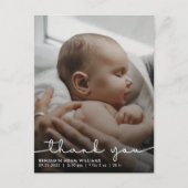Vielen Dank Script Baby Birth Ankündigung Postcard Postkarte (Vorderseite)