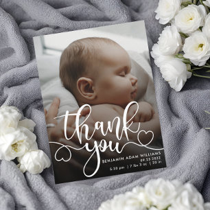 Vielen Dank Script Baby Birth Ankündigung Postcard Postkarte