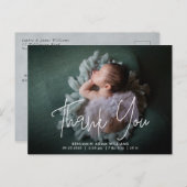 Vielen Dank Script Baby Birth Ankündigung Postcard Postkarte (Vorne/Hinten)