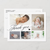 Vielen Dank, Script Baby Birth Ankündigung Postkarte (Vorne/Hinten)