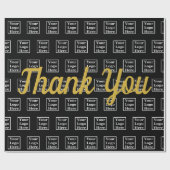 Vielen Dank Script Black Your Logo Hier Vorlage Geschenkpapier (Flach)