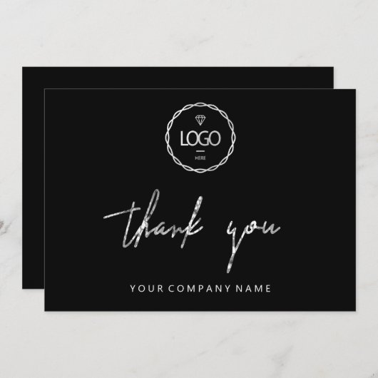 Vielen Dank Script Business Insert Card Logo Black Einladung (Vorne/Hinten)