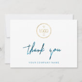 Vielen Dank Script Business Insert Card Logo Blue Einladung (Vorderseite)
