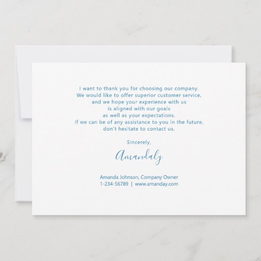 Vielen Dank Script Business Insert Card Logo Blue Einladung (Rückseite)