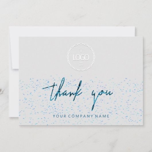 Vielen Dank Script Business Insert Logo Blue Grau Einladung (Vorderseite)