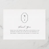 Vielen Dank, Script Custom Monogram Wedding 3 Foto Folieneinladung (Rückseite)