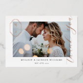 Vielen Dank, Script Custom Monogram Wedding Foto Folieneinladung (Vorderseite)