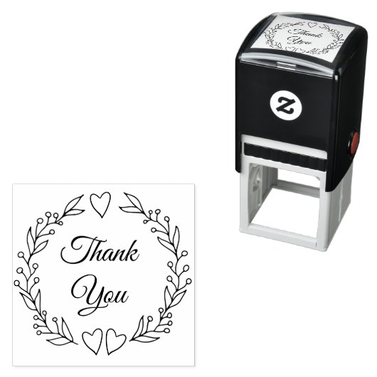 Vielen Dank, Script Doodle Botanische Hochzeitskra Permastempel (Beispiel)