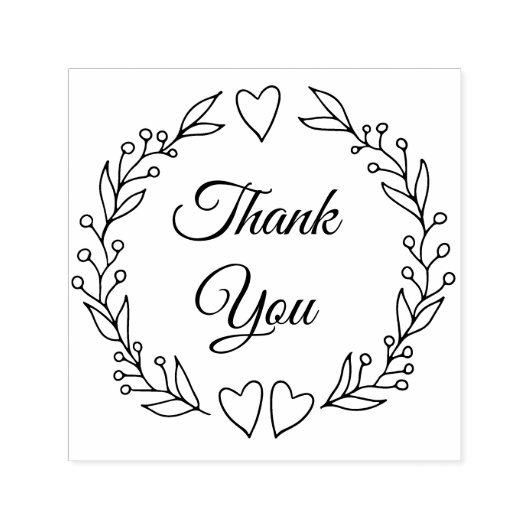 Vielen Dank, Script Doodle Botanische Hochzeitskra Permastempel (Design)