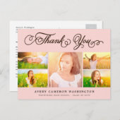 Vielen Dank, Script Elegant 5 Multi Foto Abschluss Postkarte (Vorne/Hinten)