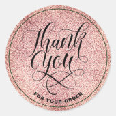 Vielen Dank Script errush Rose gold Glitzer ombre Runder Aufkleber (Vorderseite)