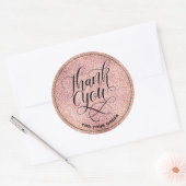 Vielen Dank Script errush Rose gold Glitzer ombre Runder Aufkleber (Umschlag)