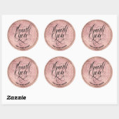Vielen Dank Script errush Rose gold Glitzer ombre Runder Aufkleber (Blatt)