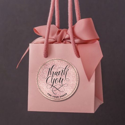 Vielen Dank Script errush Rose gold Glitzer ombre Runder Aufkleber