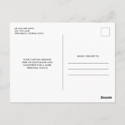 Vielen Dank Script Foto Blue Wedding Postkarte (Rückseite)