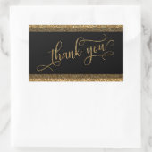 Vielen Dank, Script, Gold Glitzer Border & Text Rechteckiger Aufkleber (Tasche)