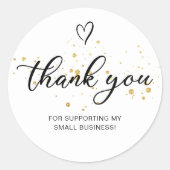Vielen Dank Script Gold Herz Kleine Unternehmen Runder Aufkleber (Vorderseite)