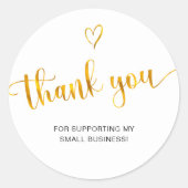 Vielen Dank Script Gold Herz Kleine Unternehmen Runder Aufkleber (Vorderseite)