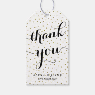 Vielen Dank, Script   Gold Polka Dots Muster Geschenkanhänger