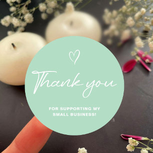 Vielen Dank Script Green Heart Small Business Runder Aufkleber
