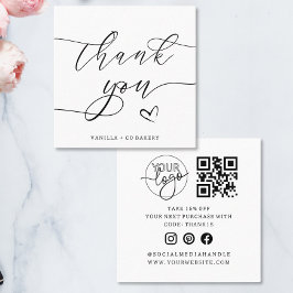 Vielen Dank, Script Heart Bakery Company Logo QR C Quadratische Visitenkarte