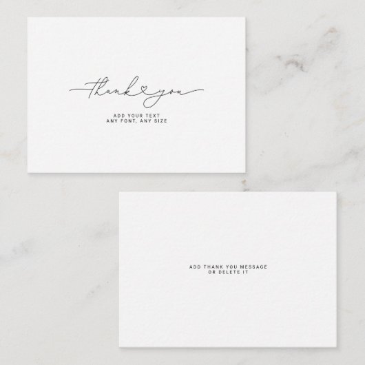 Vielen Dank, Script Heart Elegant 3,5"X2.5" Mitteilungskarte (Vorne/Hinten)