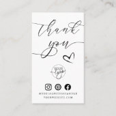 Vielen Dank Script Herz QR Code Kundenbericht Visitenkarte (Vorderseite)