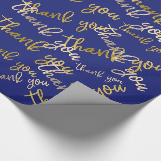 Vielen Dank Script Mermaid Gold Fvor Blue Navy Geschenkpapier (Ecke)