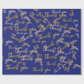 Vielen Dank Script Mermaid Gold Fvor Blue Navy Geschenkpapier (Flach)