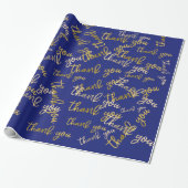 Vielen Dank Script Mermaid Gold Fvor Blue Navy Geschenkpapier (Ungerollt)