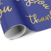 Vielen Dank Script Mermaid Gold Fvor Blue Navy Geschenkpapier (Rolleneckpunkt)