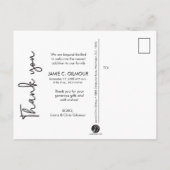 Vielen Dank, Script Modern blue Baby Foto Birth Ankündigungspostkarte (Rückseite)