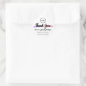 Vielen Dank Script Name Custom Logo Pink Strokes. Runder Aufkleber (Tasche)