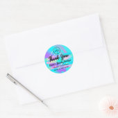 Vielen Dank Script Name Holographic Strokes Pink Runder Aufkleber (Umschlag)