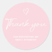 Vielen Dank Script Pink Herz Kleine Unternehmen Runder Aufkleber (Vorderseite)