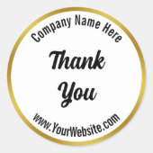 Vielen Dank Script Schwarz-weiß Gold Business Name Runder Aufkleber (Vorderseite)