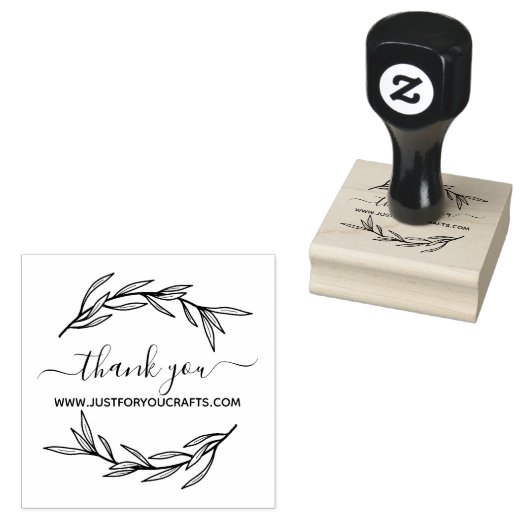 Vielen Dank, Script Website Laurel Leaf Gummistempel (Stempel)