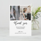 Vielen Dank, Script Wedding Couple Foto Collage Dankeskarte (Stehend Vorderseite)