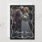 Vielen Dank Script Wedding Foto Niedlich Bow Heart Dankeskarte (Vorderseite)