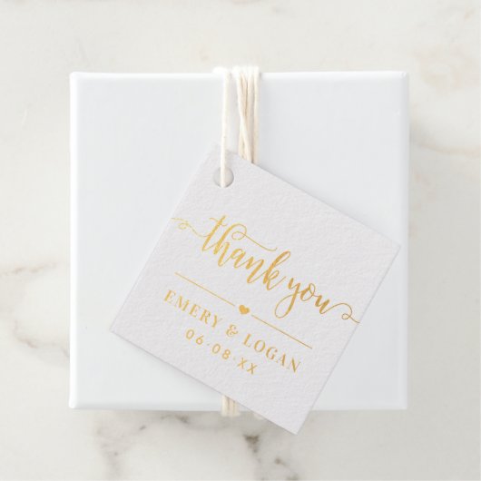 Vielen Dank, Script Wedding Monogram Gold Geschenkanhänger (Mit Box)