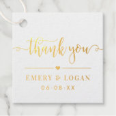 Vielen Dank, Script Wedding Monogram Gold Geschenkanhänger (Vorderseite)