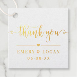 Vielen Dank, Script Wedding Monogram Gold Geschenkanhänger