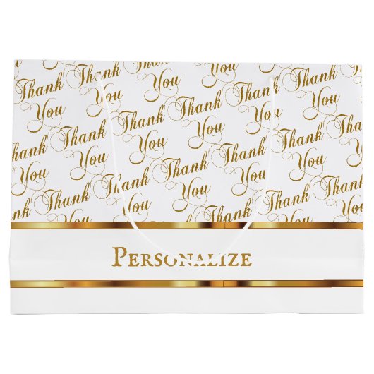 Vielen Dank Script Word Pattern - Benutzerdefinier Große Geschenktüte (Rückseite)