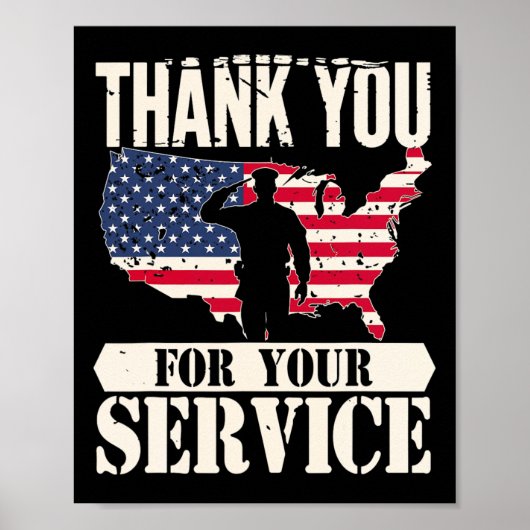 Vielen Dank Service Veteran America Patriot Milita Poster (Vorne)