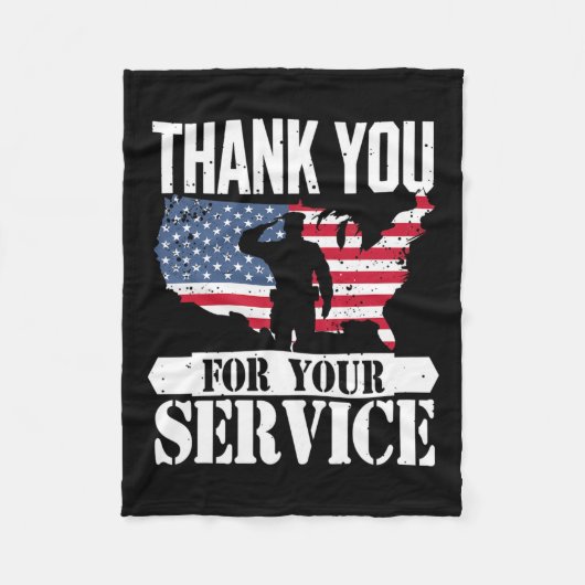 Vielen Dank Service Veteran Salute Patriot Militar Fleecedecke (Vorderseite)