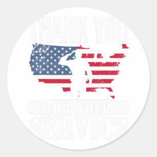 Vielen Dank Service Veteran Salute Patriot Militar Runder Aufkleber