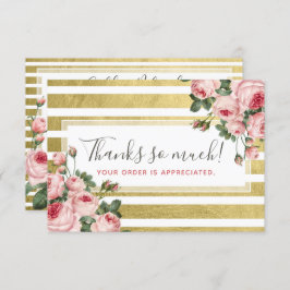 Vielen Dank Shabby Chic Vintage Rose & Gold Card Einladung