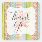 Vielen Dank Shabby Hütte Chic Rose Rustic Wood Quadratischer Aufkleber (Vorderseite)